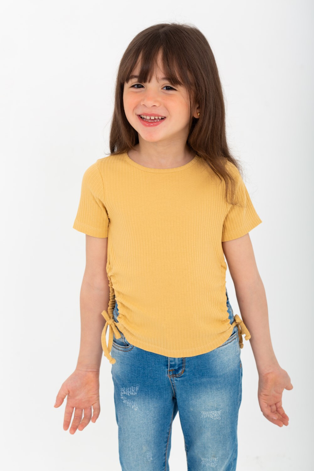 Girls' Ribbed T-shirt With Comfortable Material And A Unique, Distinctive Cut