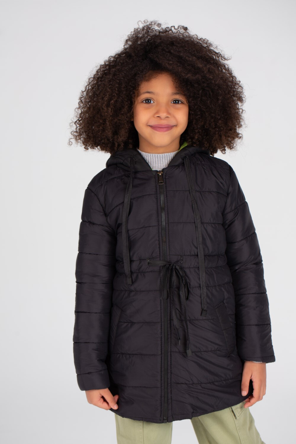 Girl's Long Waterproof Padded Hooded Jacket