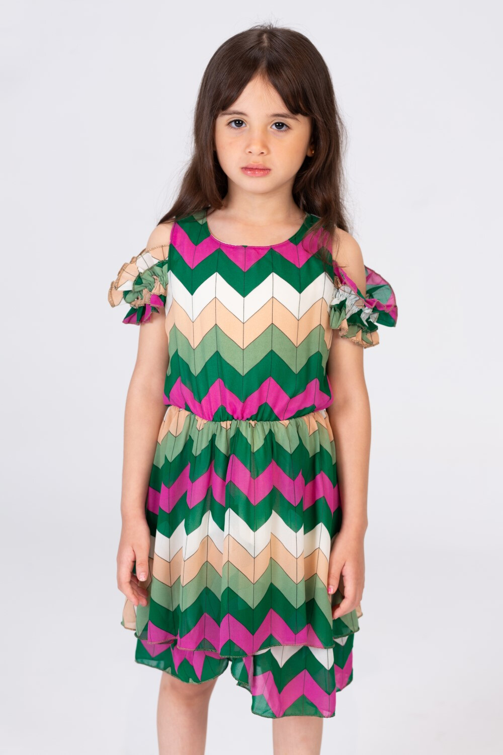 Girls Regular Fit Colorful Dress With A Unique Cut