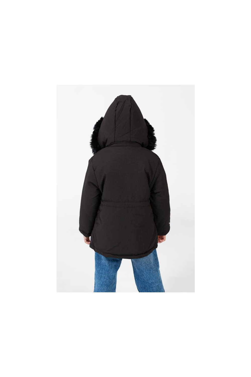 Girl's Gabardine Fur Hood Jacket In Modern Details