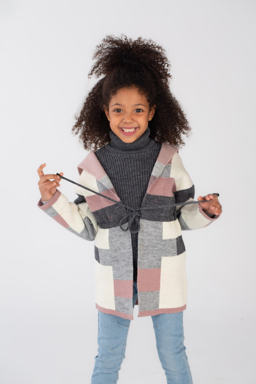 Girl's Long Sleeve Wool Regular Fit High Neck With under Shirt Outfit