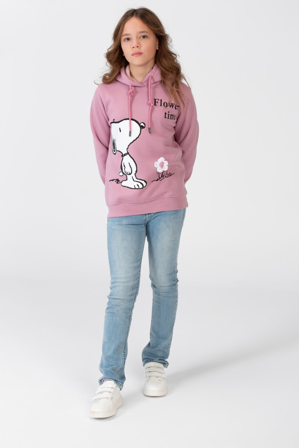 Girls Sweatshirt With Hood And Front Print