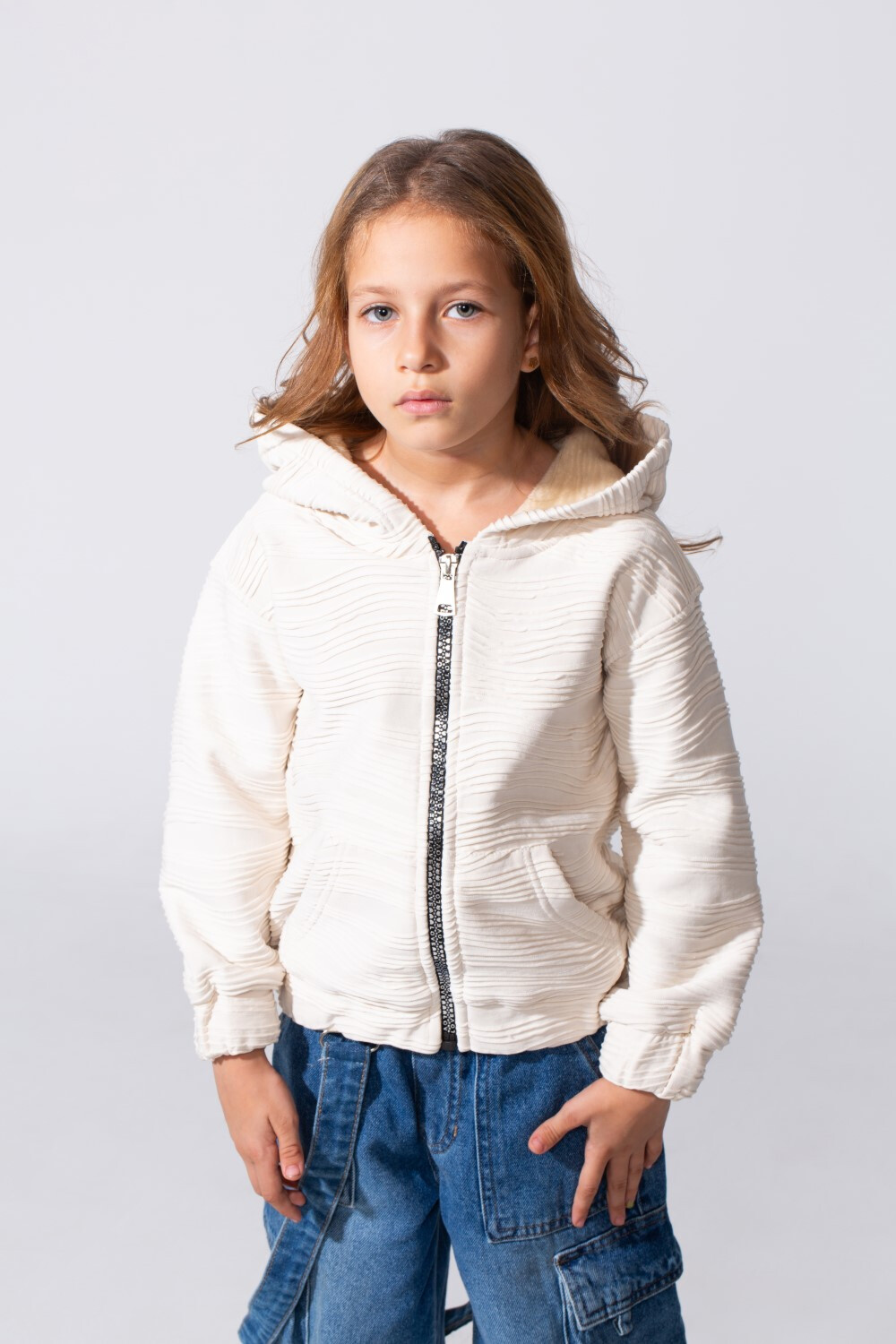 Girl's Slim Fit Full Zip Hoodie Sweatshirt With Front Pockets